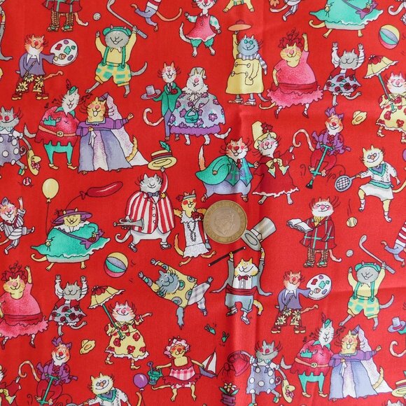 OOP this n that kats Alexander Henry Fabrics kawaii Where’s Waldo cat parade 1yd - Picture 3 of 16